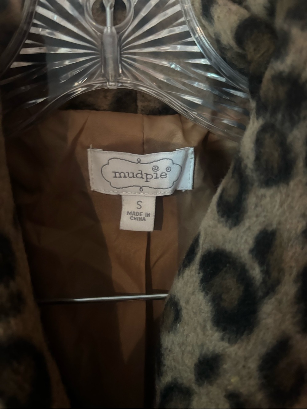 Mud Pie NWT Albany Leopard Coat Tan Size Small - Picture 3 of 4